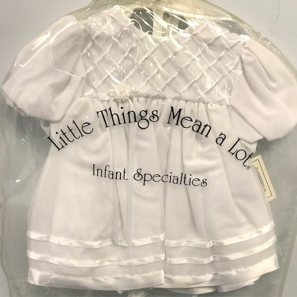 Little Things Mean a Lot christening baptism Dress & Bonnet Organza NEW w TAGS